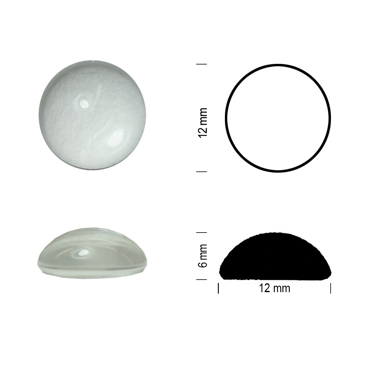 Glasstein Muggel 12mm klar