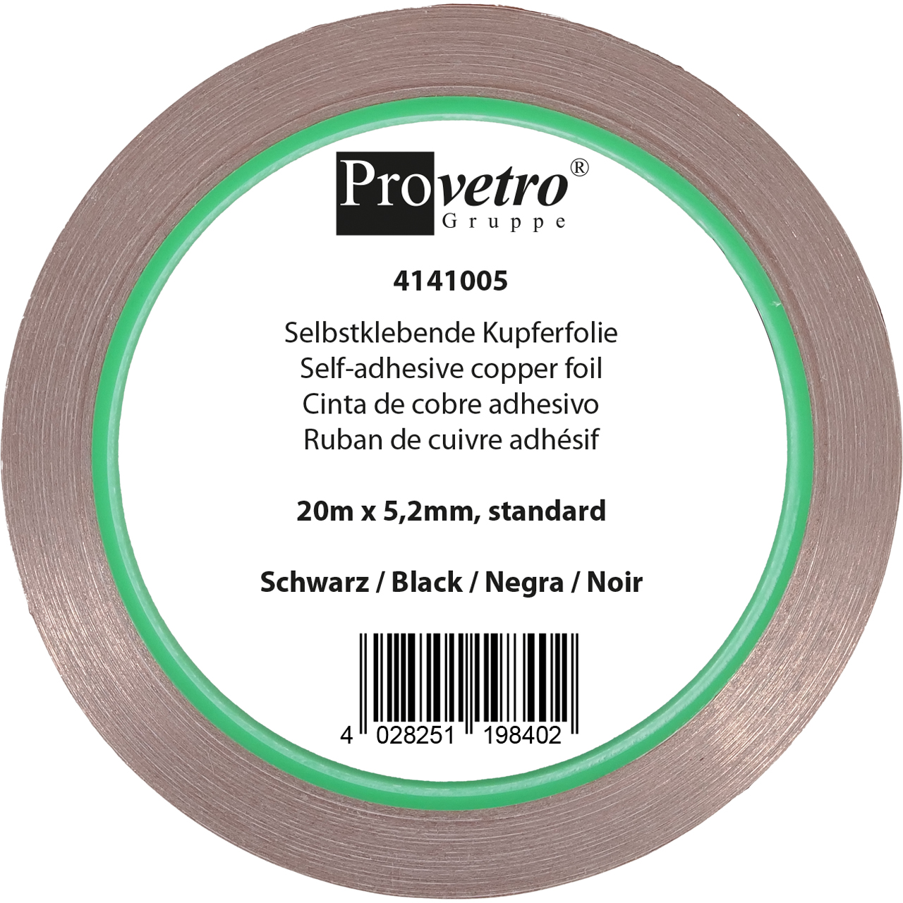 PROVETRO Copper Foil black 20m x 5,2mm PROVETRO Copper Foil black 20m x 5,2mm