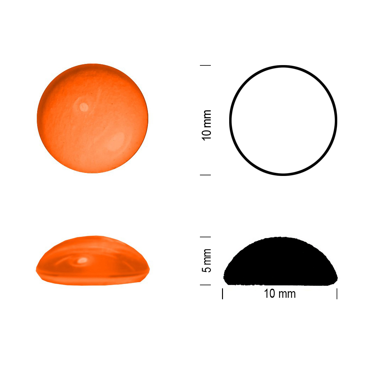 Glasstein Muggel 10mm orange