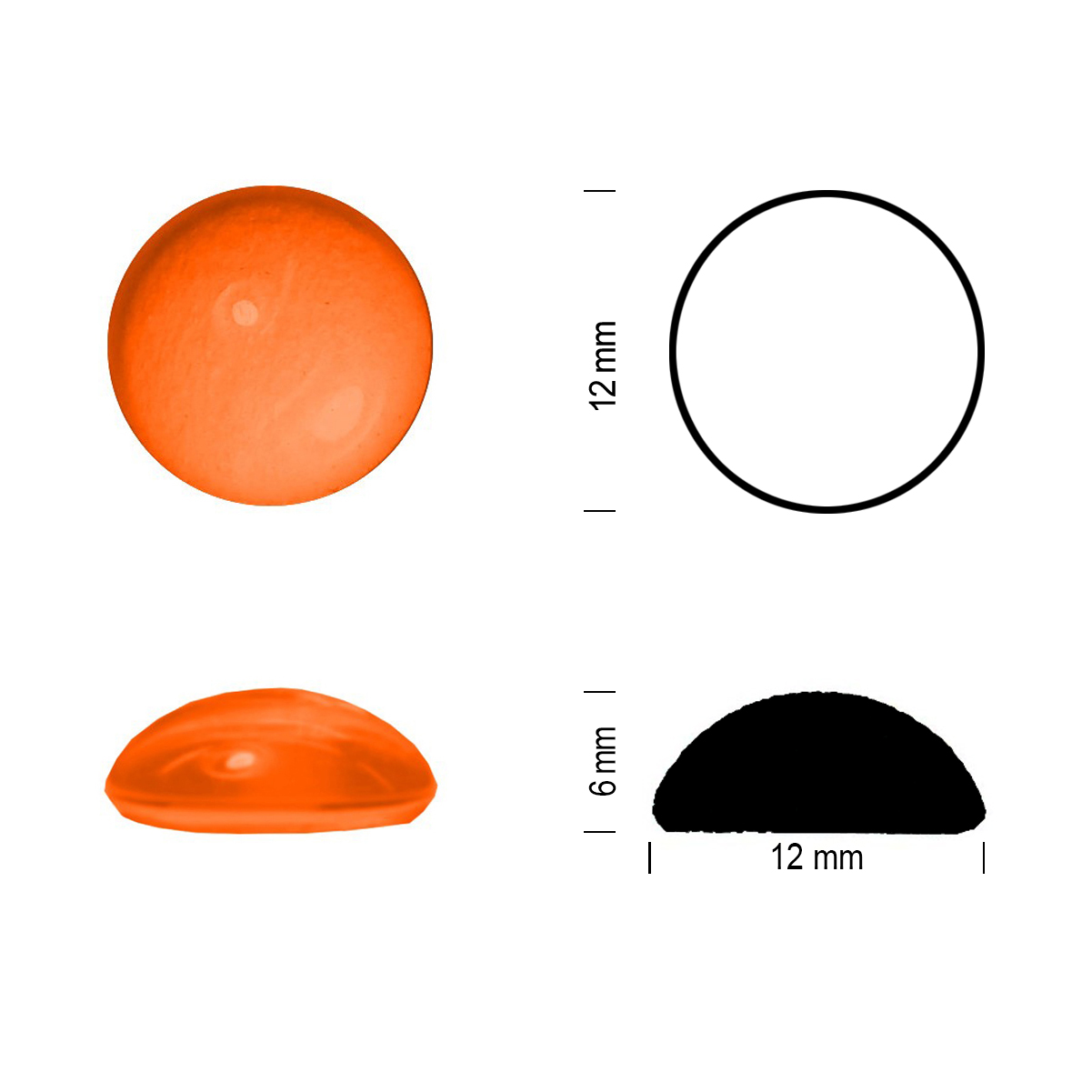 Glasstein Muggel 12mm orange