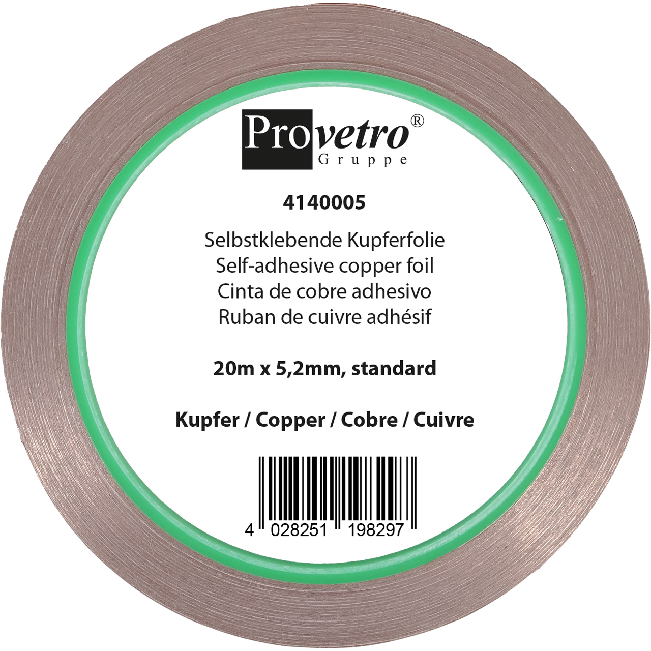PROVETRO Copper Foil copper 20m x 5,2mm PROVETRO Copper Foil copper 20m x 5,2mm