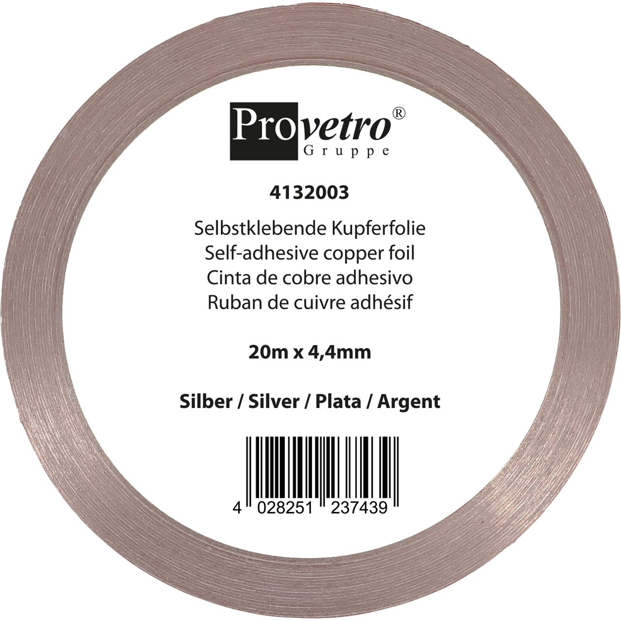PROVETRO Copper Foil thin silver 20m x 4,4mm PROVETRO Copper Foil thin silver 20m x 4,4mm