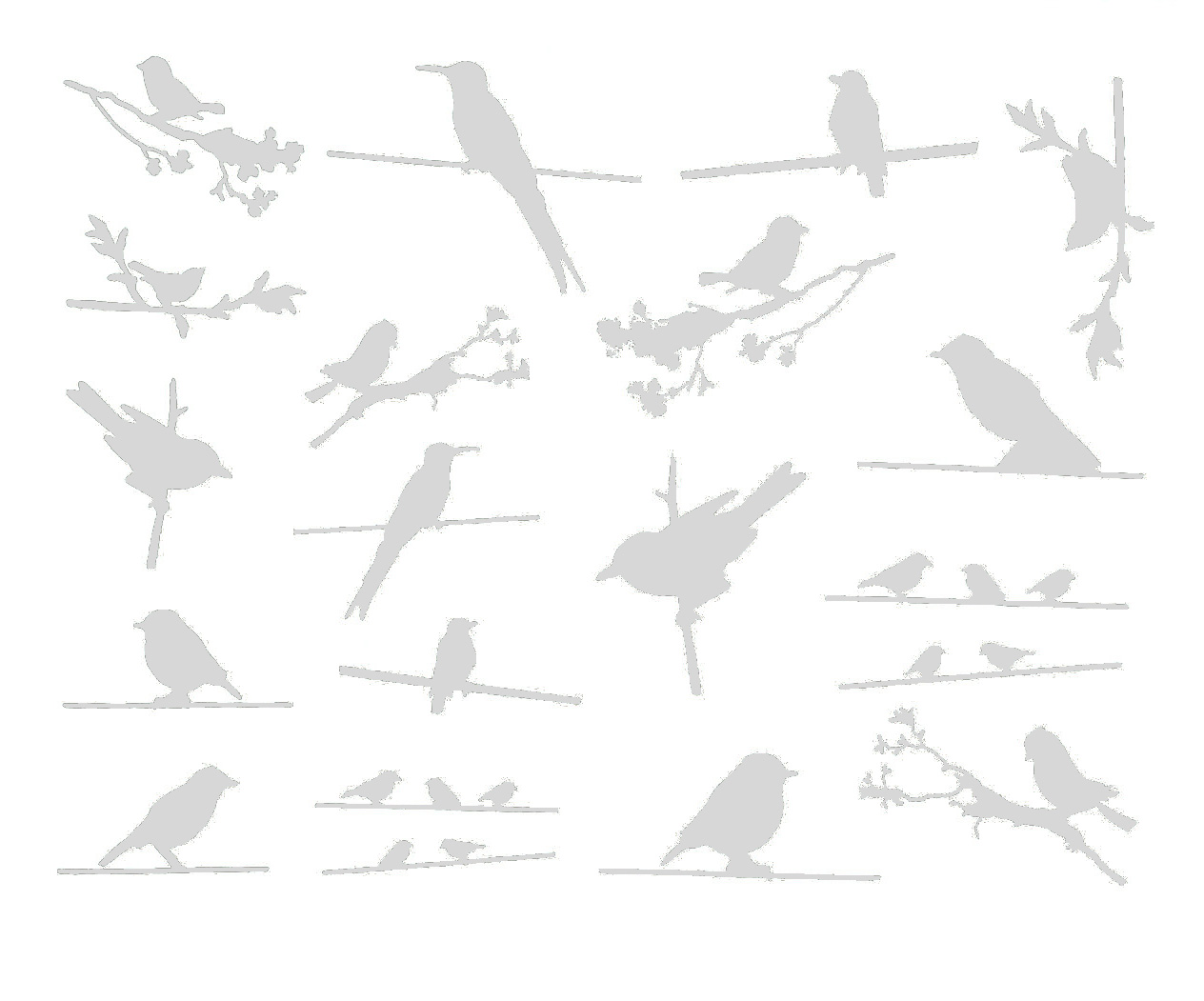 Fusing Decal Vögel auf Draht Silber Fusing Decal Vögel auf Draht Silber