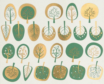 Fusing Decal Bäume modern Türkis+ Gold Fusing Decal Bäume modern Türkis+ Gold