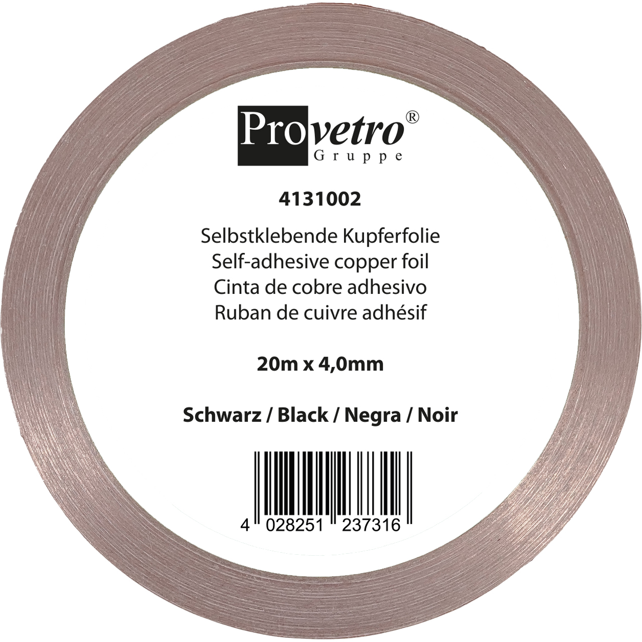PROVETRO Copper Foil thin black 20m x 4,0mm PROVETRO Copper Foil thin black 20m x 4,0mm