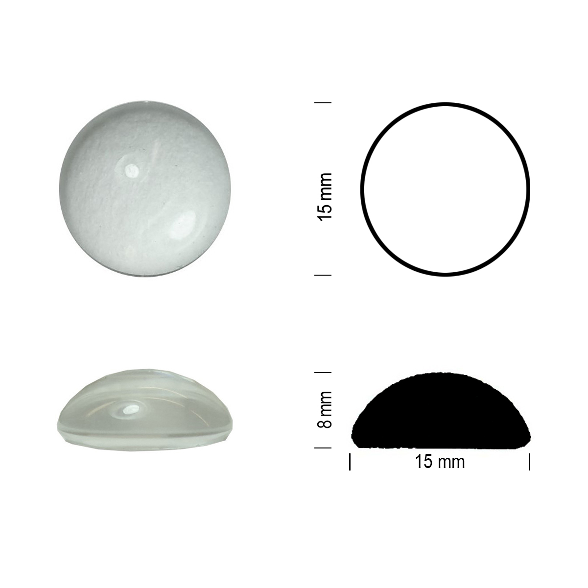 Glasstein Muggel 15mm klar