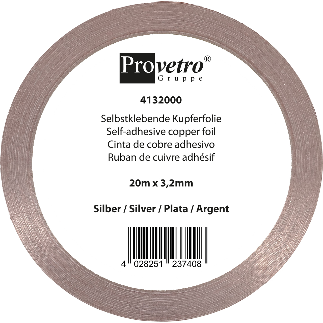PROVETRO Copper Foil thin silver 20m x 3,2mm PROVETRO Copper Foil thin silver 20m x 3,2mm