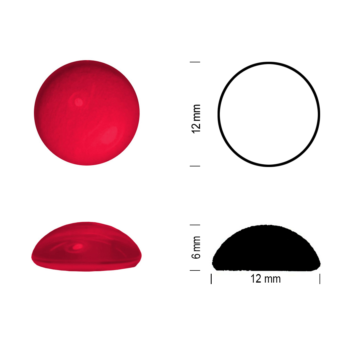 Glasstein Muggel 12mm rot iri