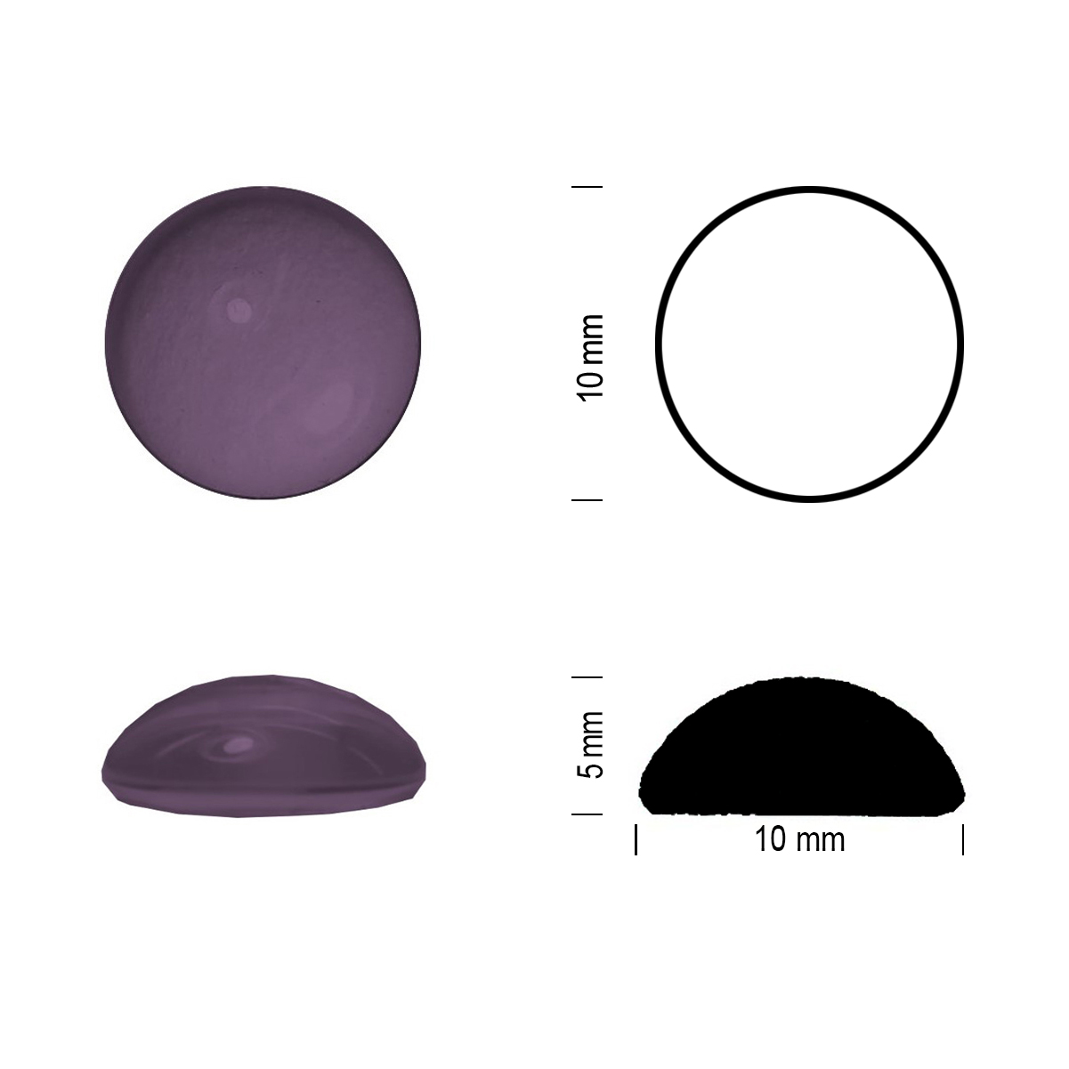 Glasstein Muggel 10mm amethyst