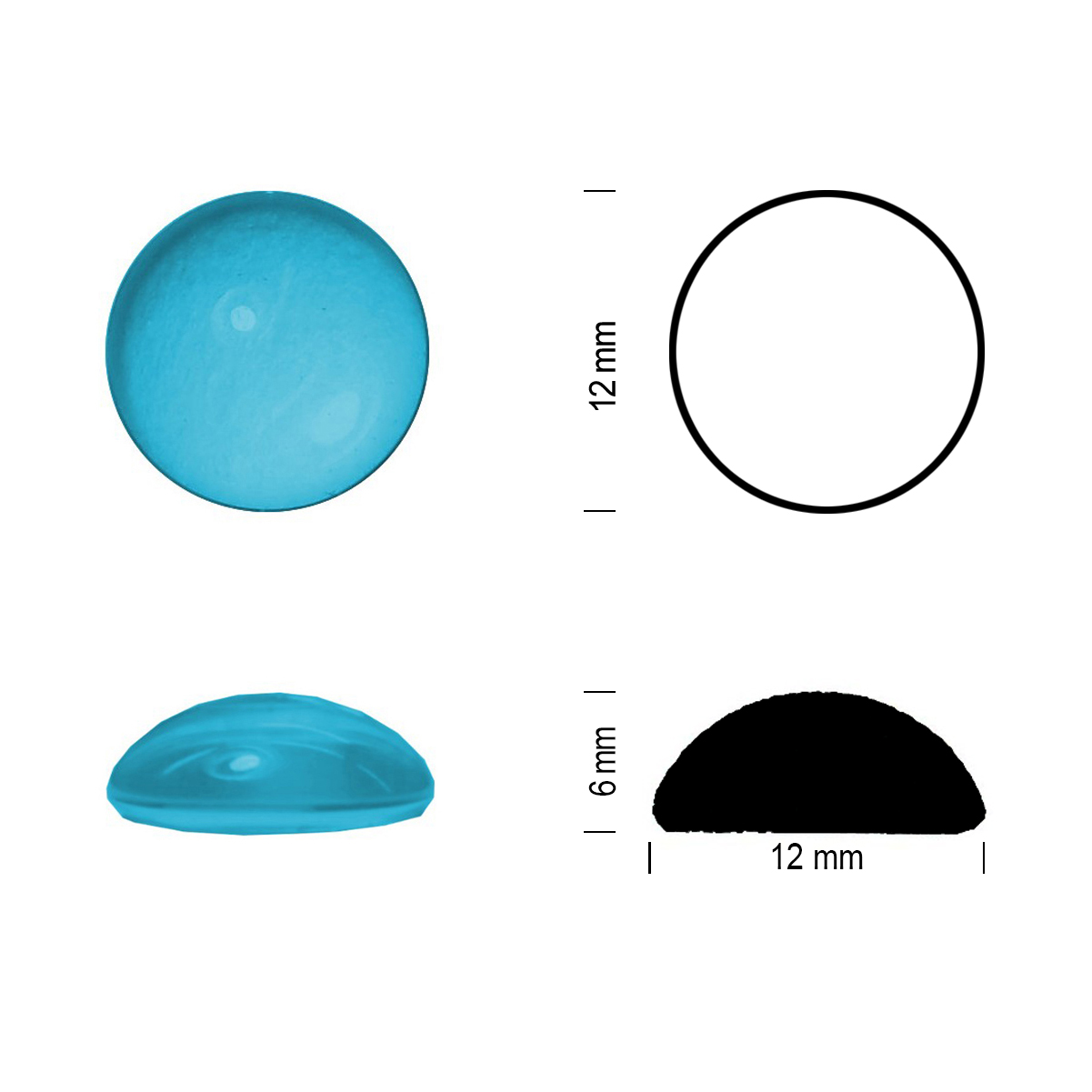 Glasstein Muggel 12mm aquamarin