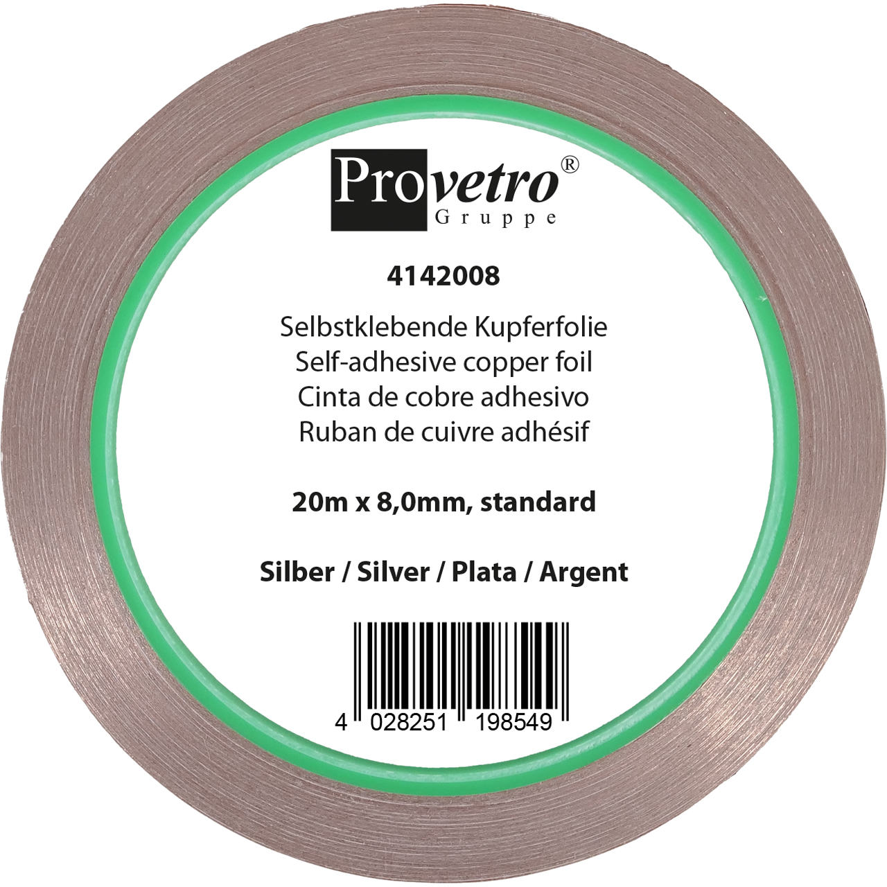 PROVETRO Copper Foil silver 20m x 8,0mm PROVETRO Copper Foil silver 20m x 8,0mm
