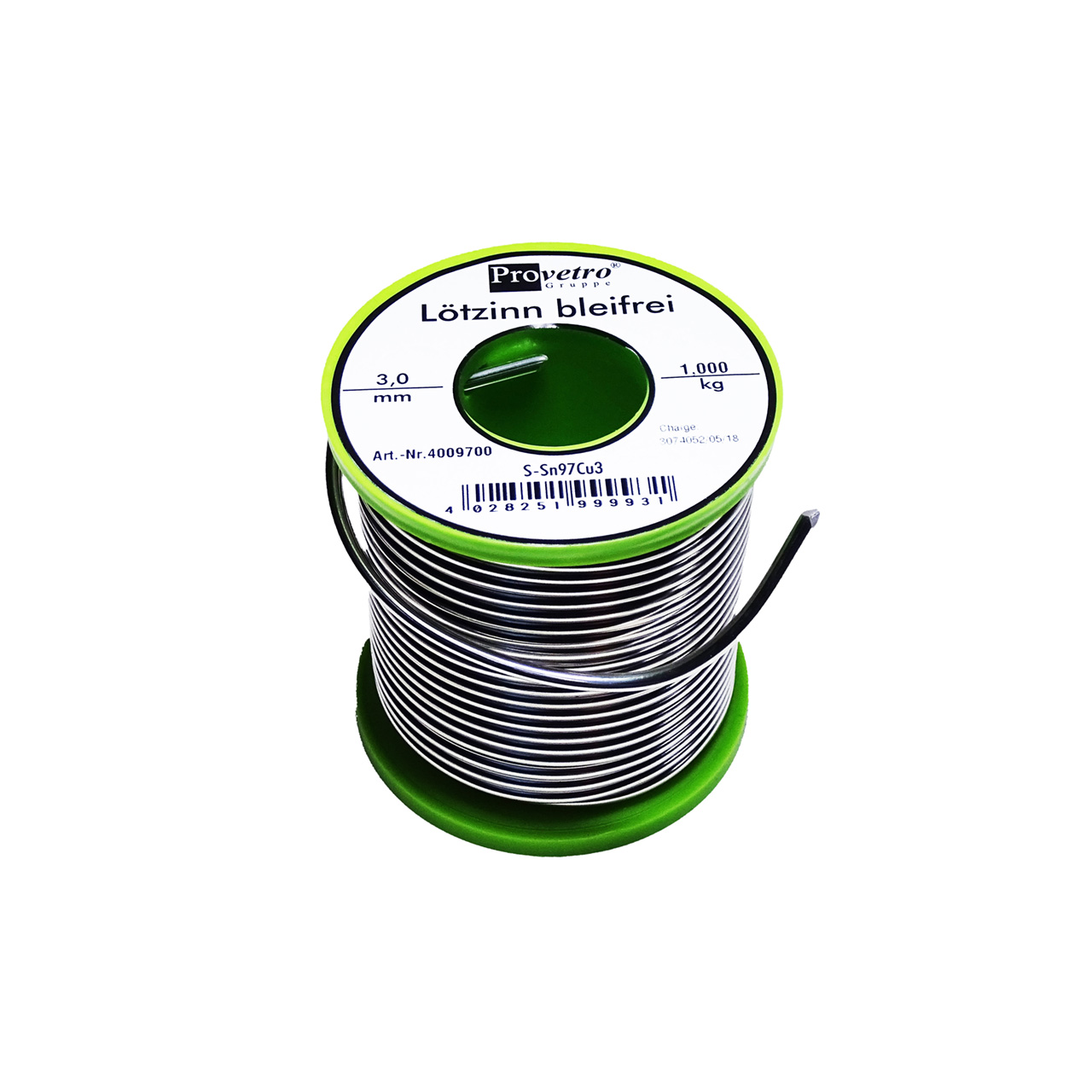 Solder Sn97Cu3 round rod 3mm, 1000g roll Solder Sn97Cu3 round rod 3mm, 1000g roll